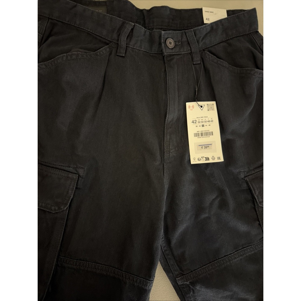 Zara Men's Casual Cargo Shorts Size 32 NWT Washed Black 6987/320/422